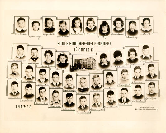 Classe de 1ère année C de l'École Boucher-de-la-Bruère, 1947-48
