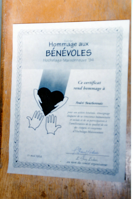 Hommage au bénévole André Bourbonnais 1994