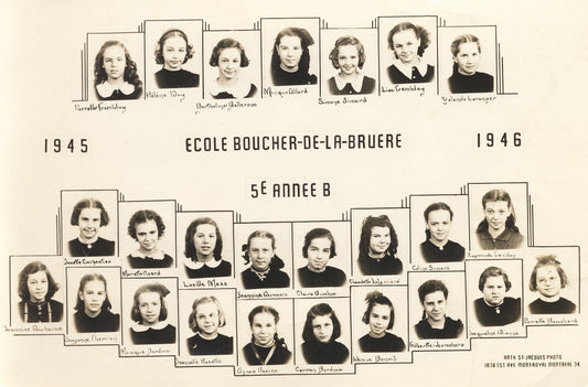 5e année B de l’école pour filles Boucher-de-la-Bruère 1945-46